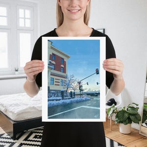 Winter City Scene | Print of Original Artwork | 30 x 40 cm / 12 × 16 inch