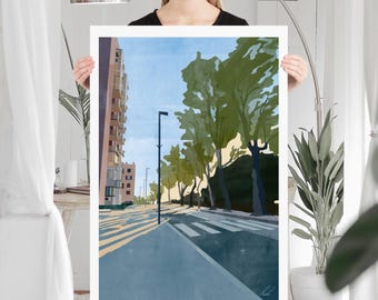 Seaside Town in the Morning | Print of Original Artwork