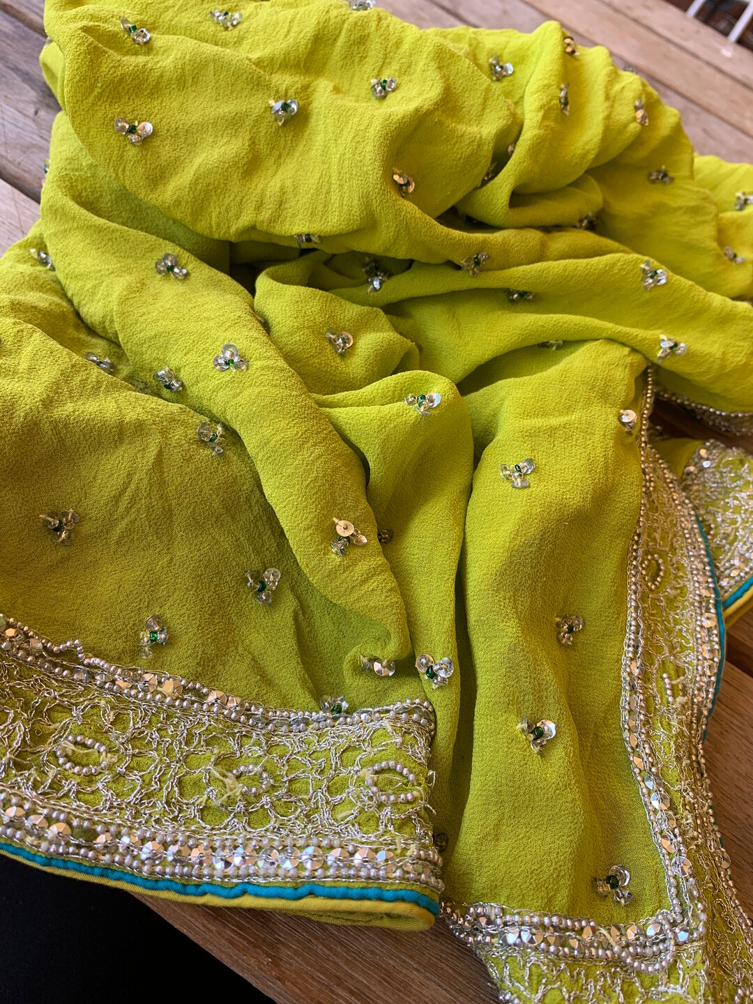 1. Recycled Silk Remnant Sari Piece Beaded Silk Fabric Etsy