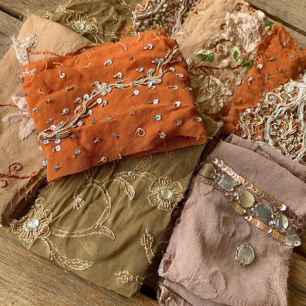 8. Recycled silk, mixed chiffon fabric pieces,