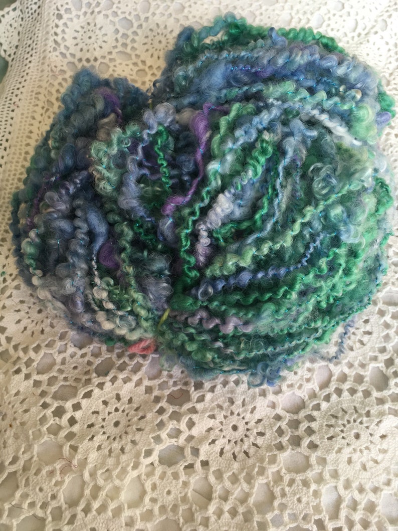 kid mohair locks and more 120 grams Handspun yarn merino silk