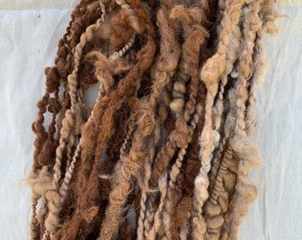 Australian Alpaca, hand processed, Handspun, textured art yarn, natural colour, 160 g, approximately 40 m