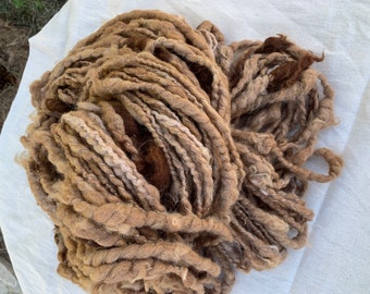 Australian Alpaca, hand processed, Handspun, textured art yarn, natural colour, 200 g, approximately 88 m