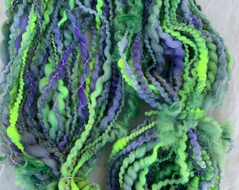 Handspun,  Australian merino wool, Leicester locks, hand dyed, 135 grams, approximately 88 metres