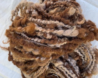 Australian Alpaca, hand processed, Handspun, textured art yarn, natural colours, 200 g, approximately 72 m