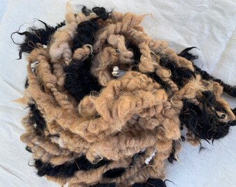 Australian Alpaca, hand processed, Handspun, textured art yarn, natural colours 68 g, approximately 14 m