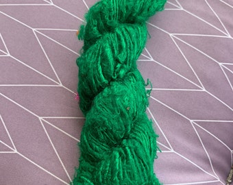 100 grams 1 skein banana fibre yarn, knitting, crochet, craft, weaving, dark green