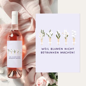 Weinetikett selbstklebend | Geburtstag | Geburtstag Geschenk | Freunde| Kollegin | Ruhestand| Kollegin | Blumen | Wein | Lustig |