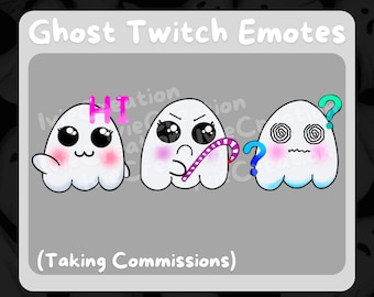 Twitch Emote - Cute Ghost Pack Emote (3 emotes ready for use!) - Ghost chibi Emote