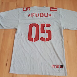 FUBU jersey, gray vintage hip hop t-shirt, 90s hip-hop clothing, 1990s hip hop shirt 05 number, old school streetwear, OG, rap, size S Small