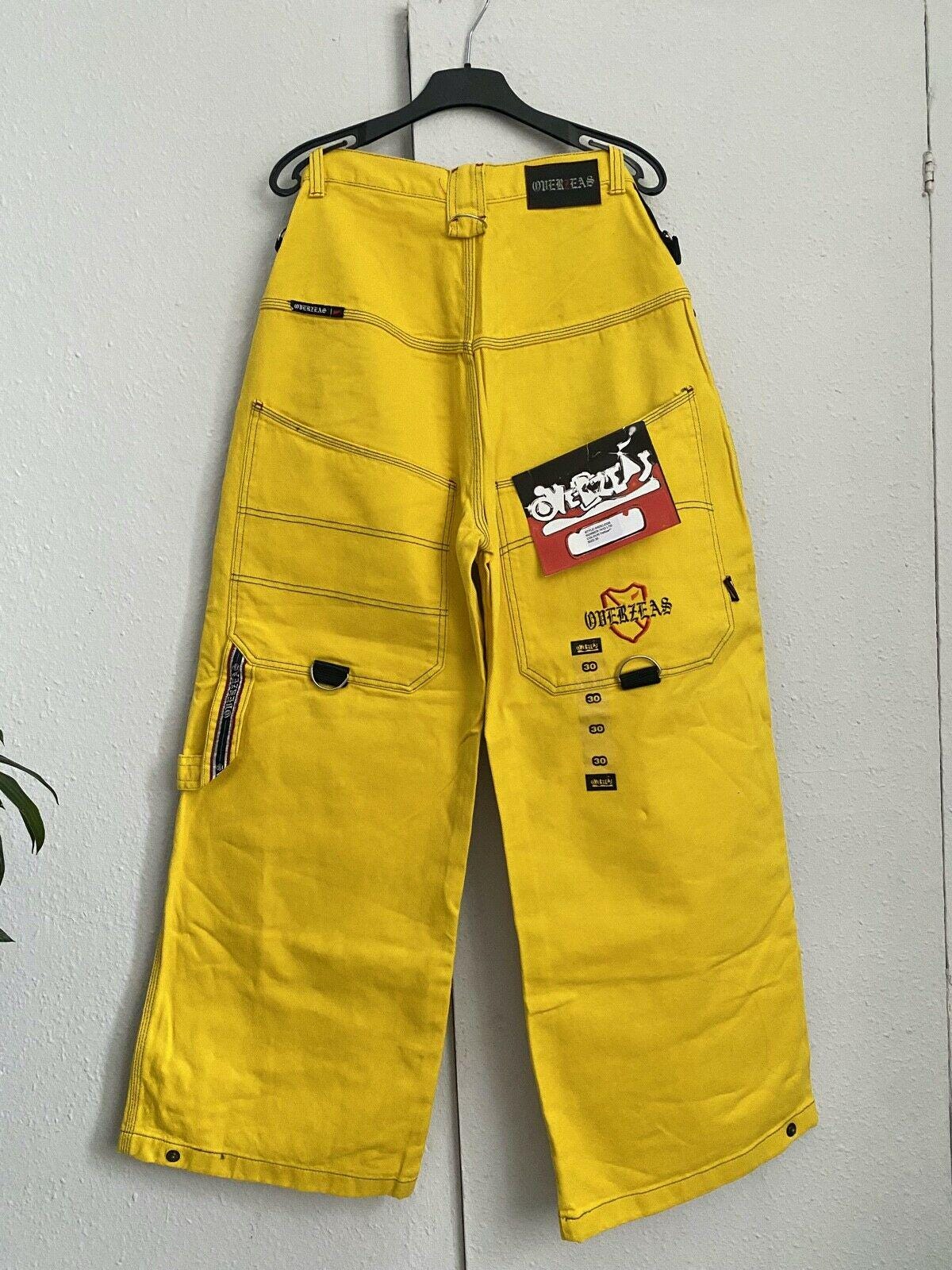 Overzeas Jeans, Yellow, Vintage Baggy, 90s Hip Hop Clothing, 1990s