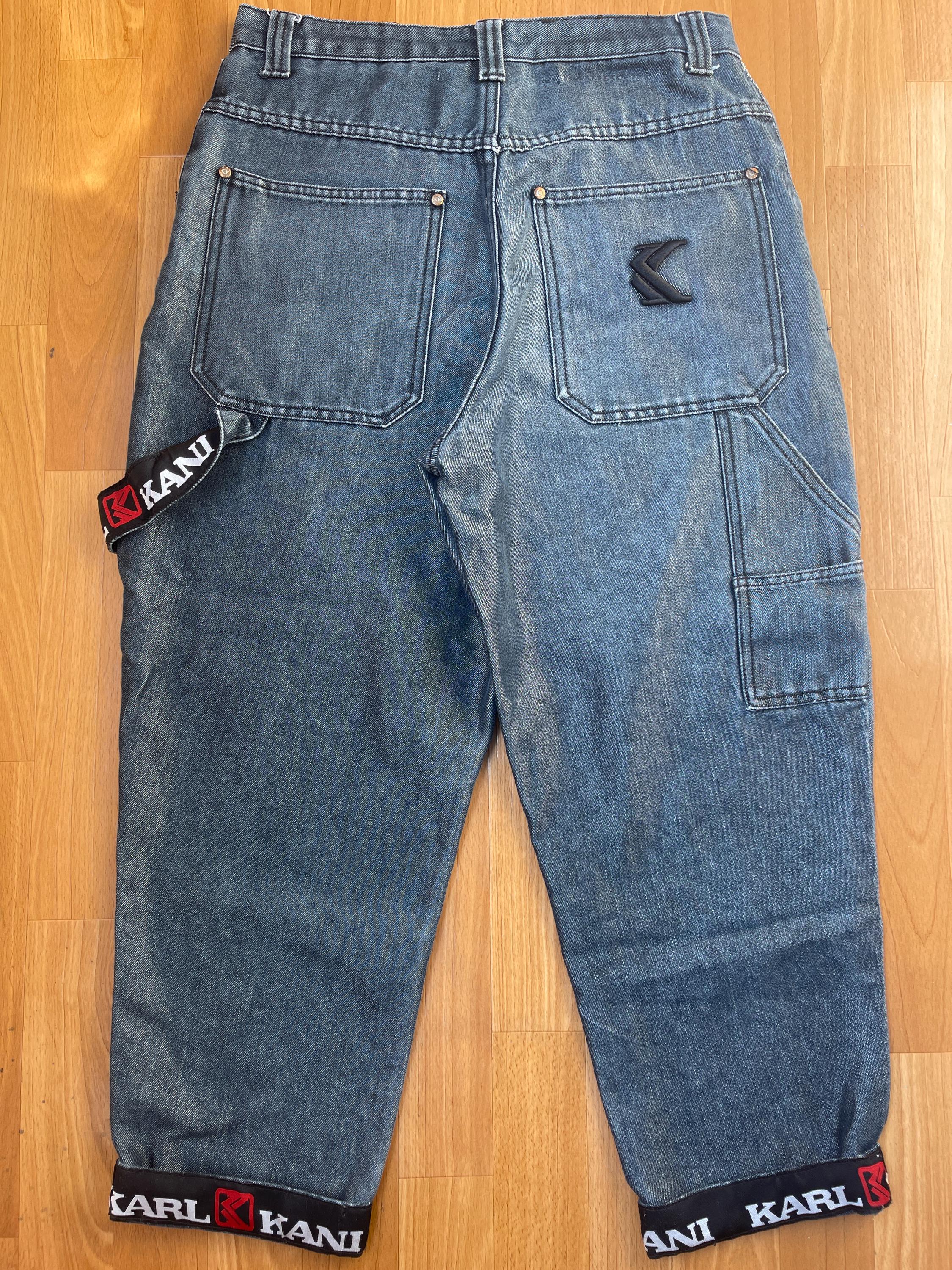 KARL KANI Jeans, Shiny Vintage Baggy Jeans Silver Metallic, Kani