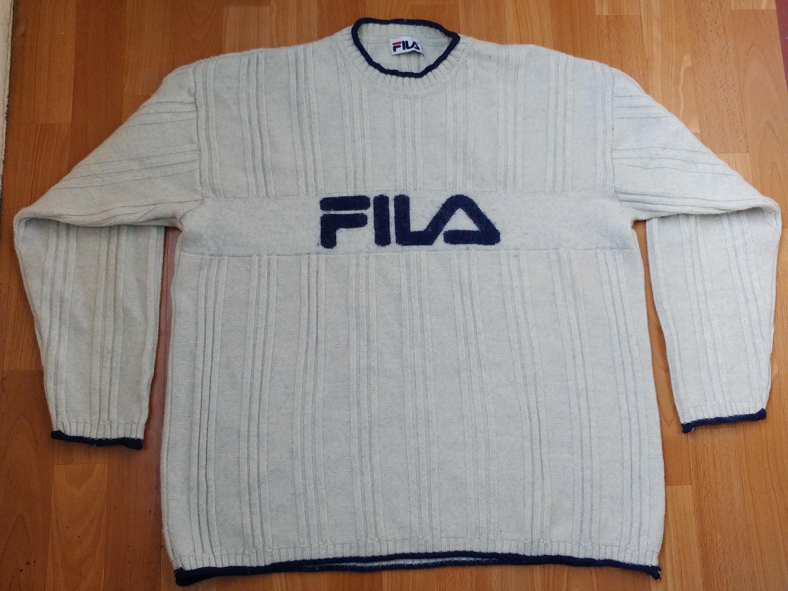 FILA Sweatshirt Vintage White Sweater, 90s Hip-hop Clothing, Old 