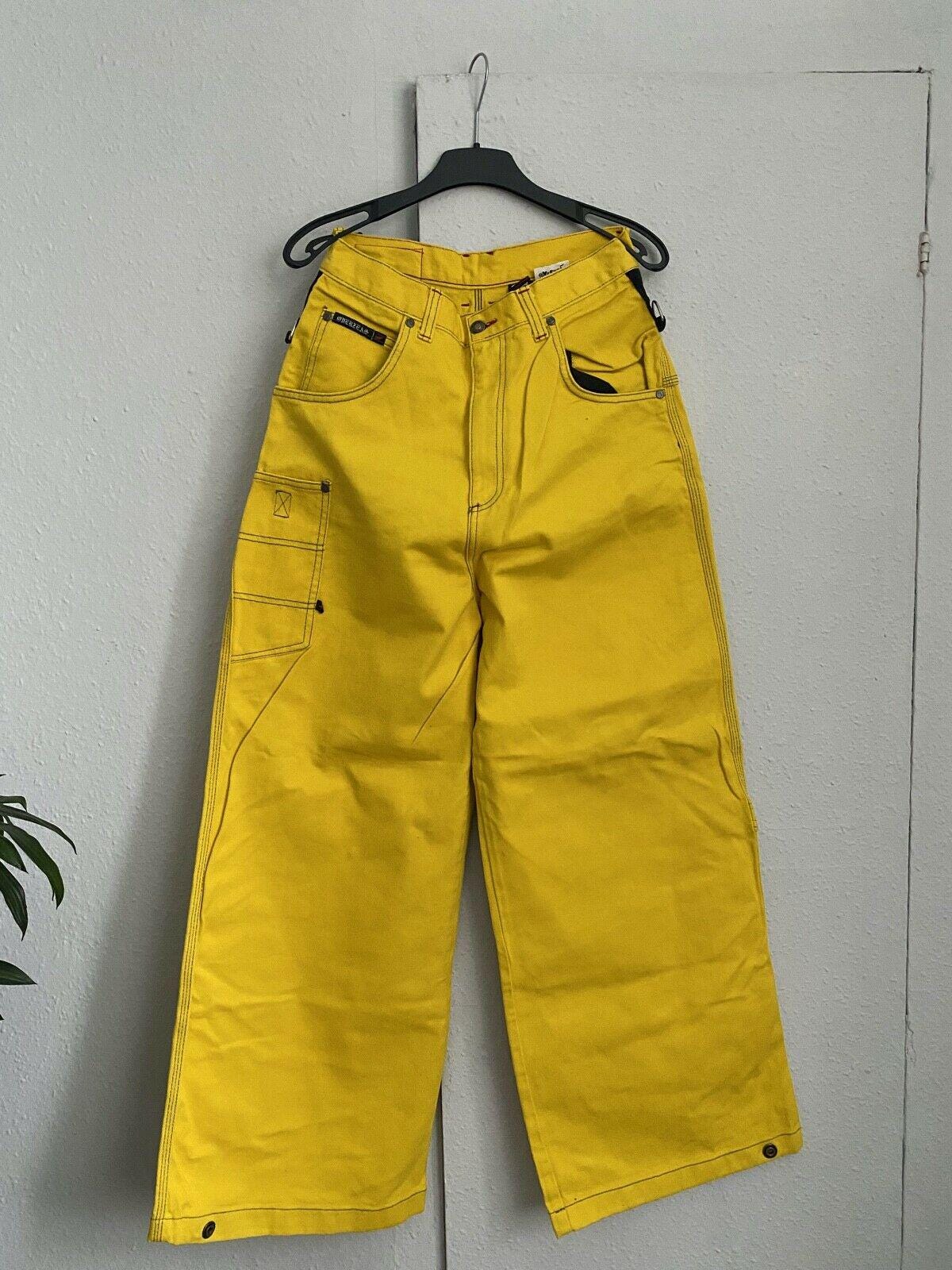 Overzeas Jeans, Yellow, Vintage Baggy, 90s Hip Hop Clothing, 1990s