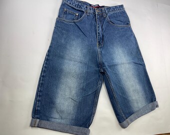 Phat Farm Jeans Shorts, Blue Vintage Baggy Jeans, 90s Hip-hop