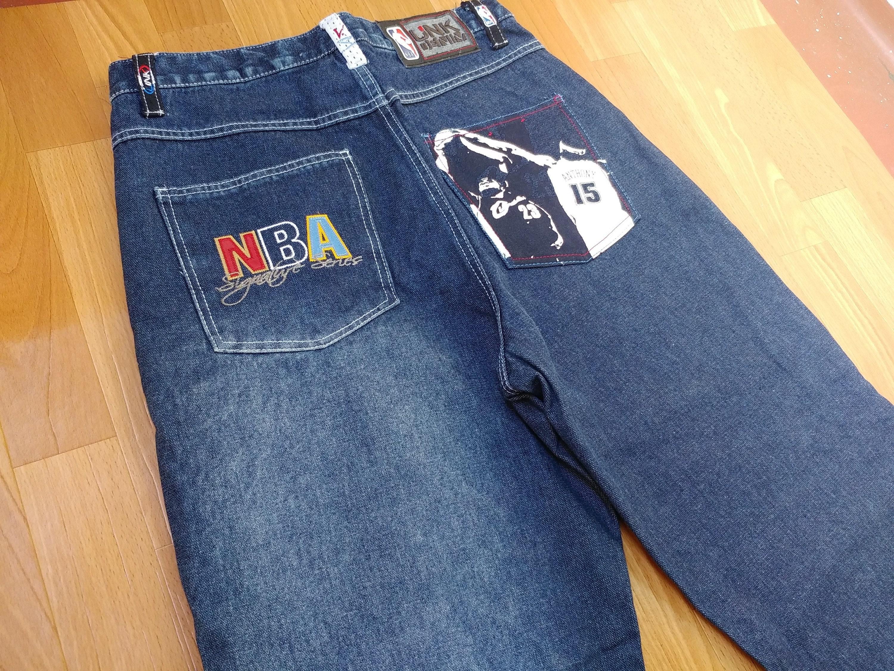 専用✅W38 90s UNK NBA team big Wappen denim NBA UNK NBA All Team Wappen Denim Pants | Grailed