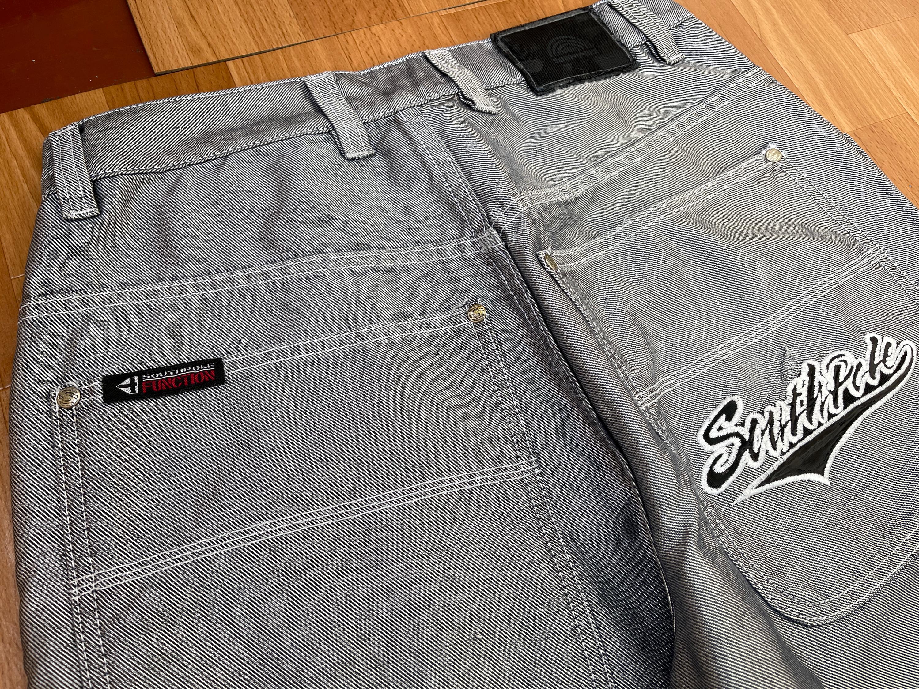 SOUTH POLE グレー ストレートデニム90s Southpole Jeans, Shiny Gray Vintage Baggy Jeans, Silver Metallic