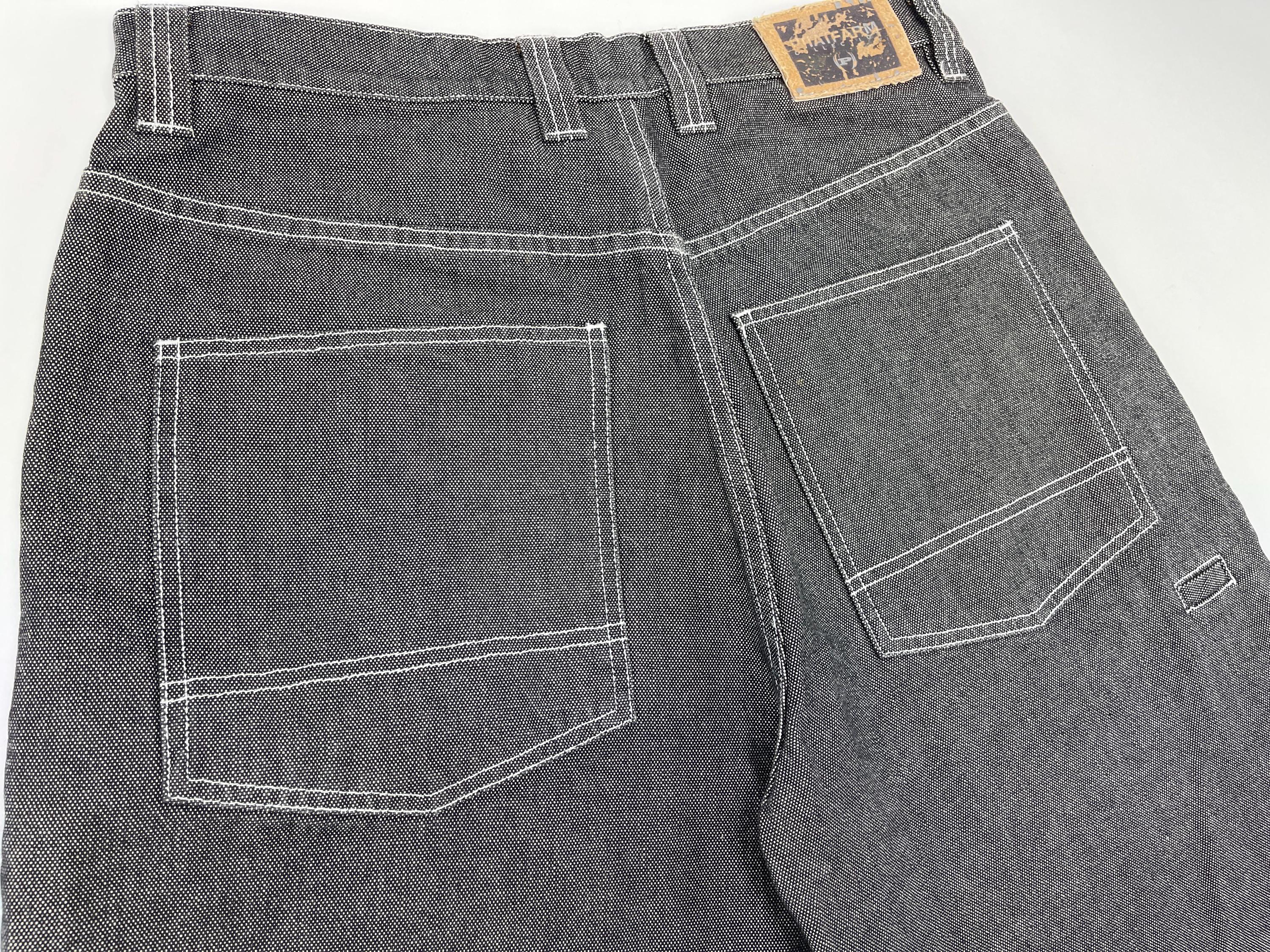 Phat Farm Jeans Shorts, Black, Vintage Baggy Jeans, 90s Hip Hop