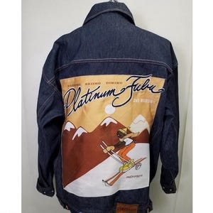 Platinum FUBU jacket, blue, Fat Albert and the Cosby Kids, vintage hip-hop denim, jeans, 90s hip hop, 1990s, old school, mens size XXL 2XL