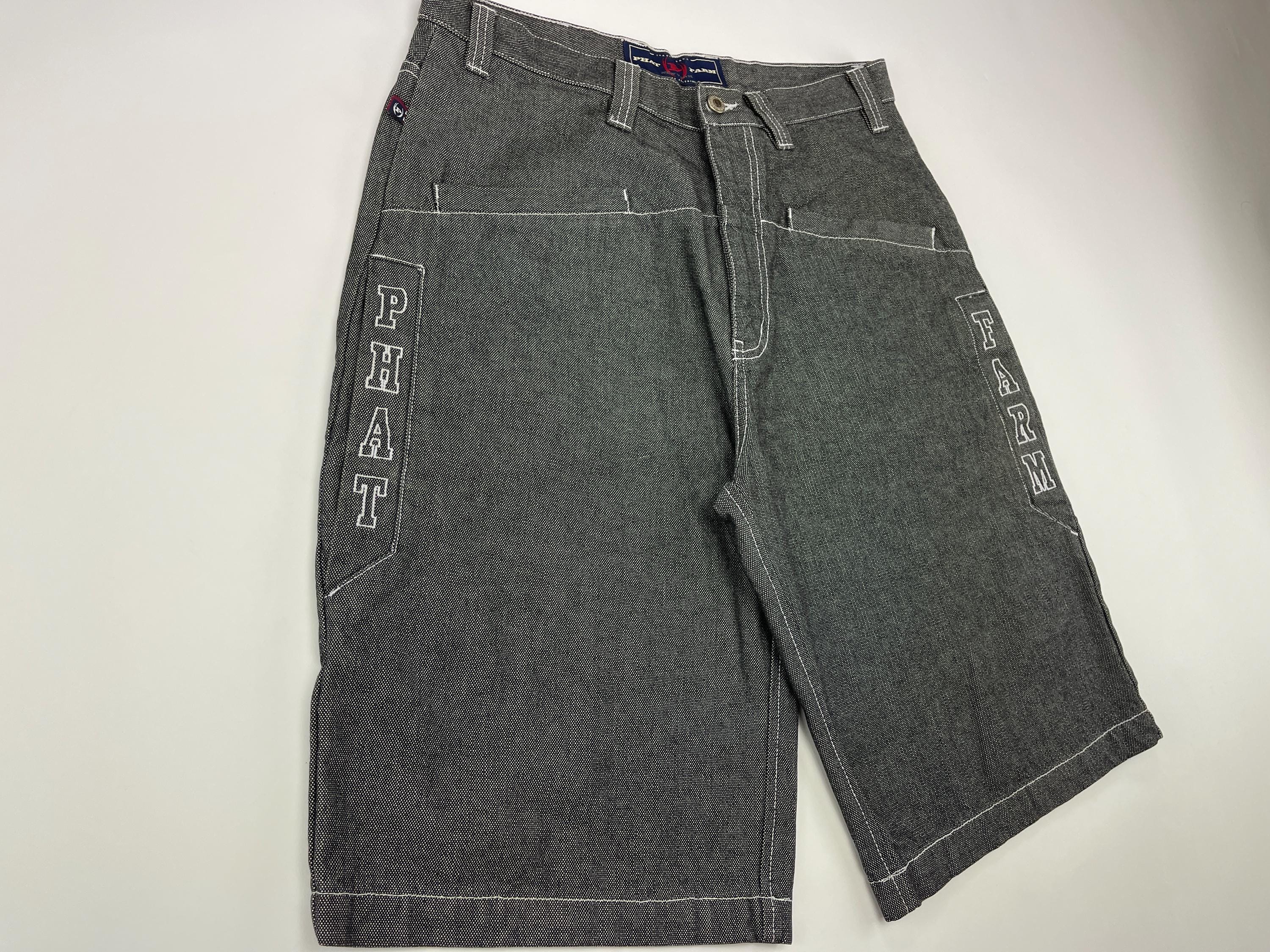 パンツ Phat Farm Check short halhpants 90s00s Phat Farm Jeans Shorts, Black, Vintage Baggy Jeans, 90s Hip Hop