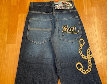 90s ECKO UNLTD デニム 極太 b系 bboy y2k HIPHOP W29x32 Vintage Y2k Ecko Unltd Rhino Graffiti Print Baggy Denim