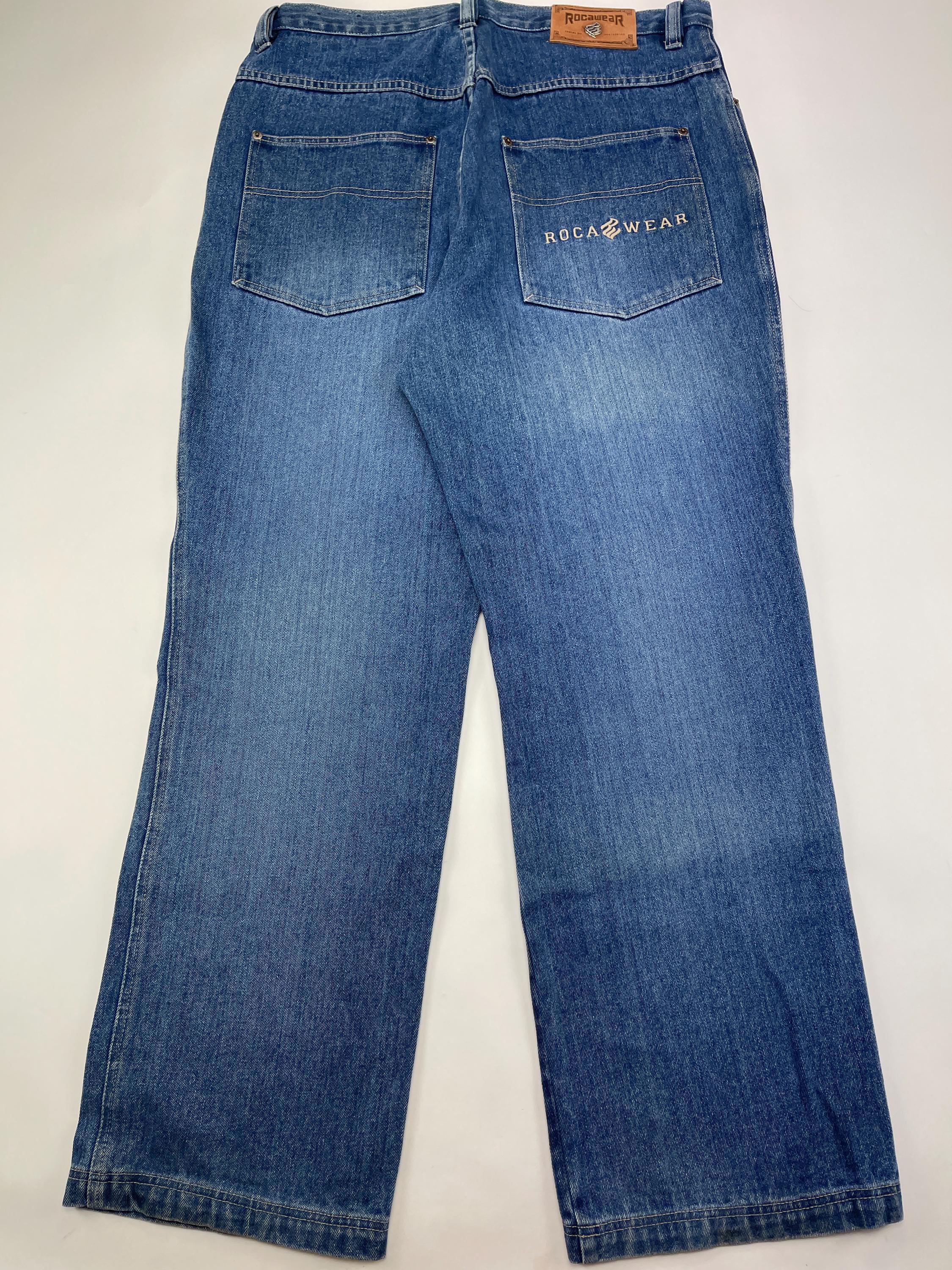 Rocawear Jeans, Blue, Vintage Baggy Pants, 90s Hip Hop