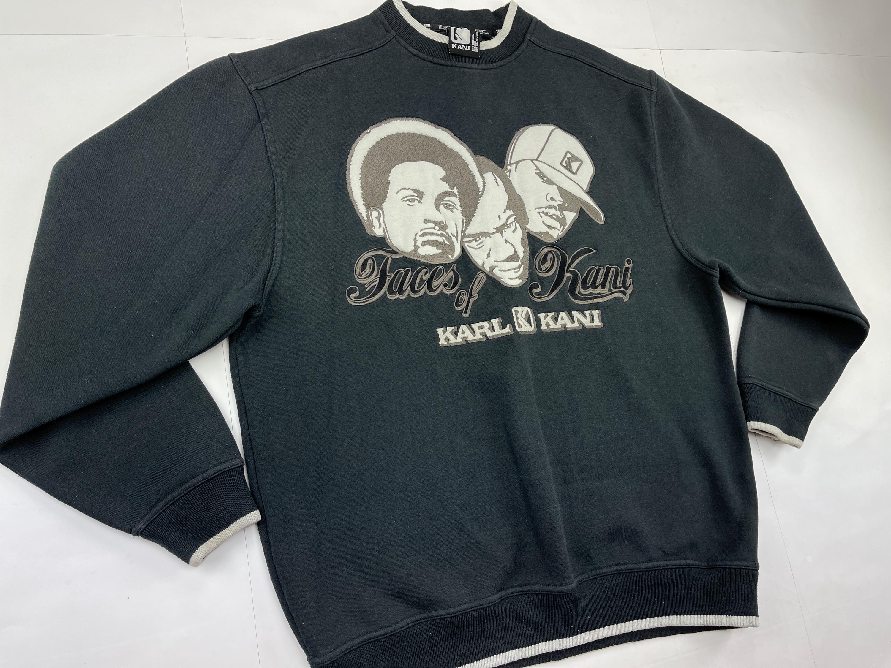 KARL KANI Sweatshirt, Black, Vintage Kani Faces Sweat Shirt, 90s