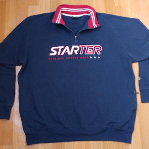 STARTER sweatshirt, blue jacket of vintage 90s hip-hop clothing, old school 1990s hip hop hoodie, OG gangsta rap size XXL 2XL
