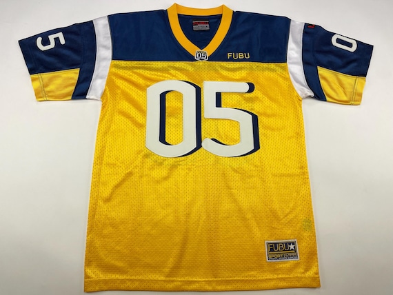 FUBU ユニフォーム LARGE 05 イエロー/ブラック JERSEY 1. FUBU 05 grey yellow Size XL pit27 L33 SOLD 2. Ecko
