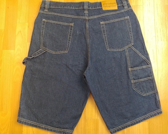 Platinum FUBU jeans shorts, old school vintage baggy denim shorts, blue, 90s hip-hop clothing, 1990s hip hop, OG, gangsta rap, size W 40