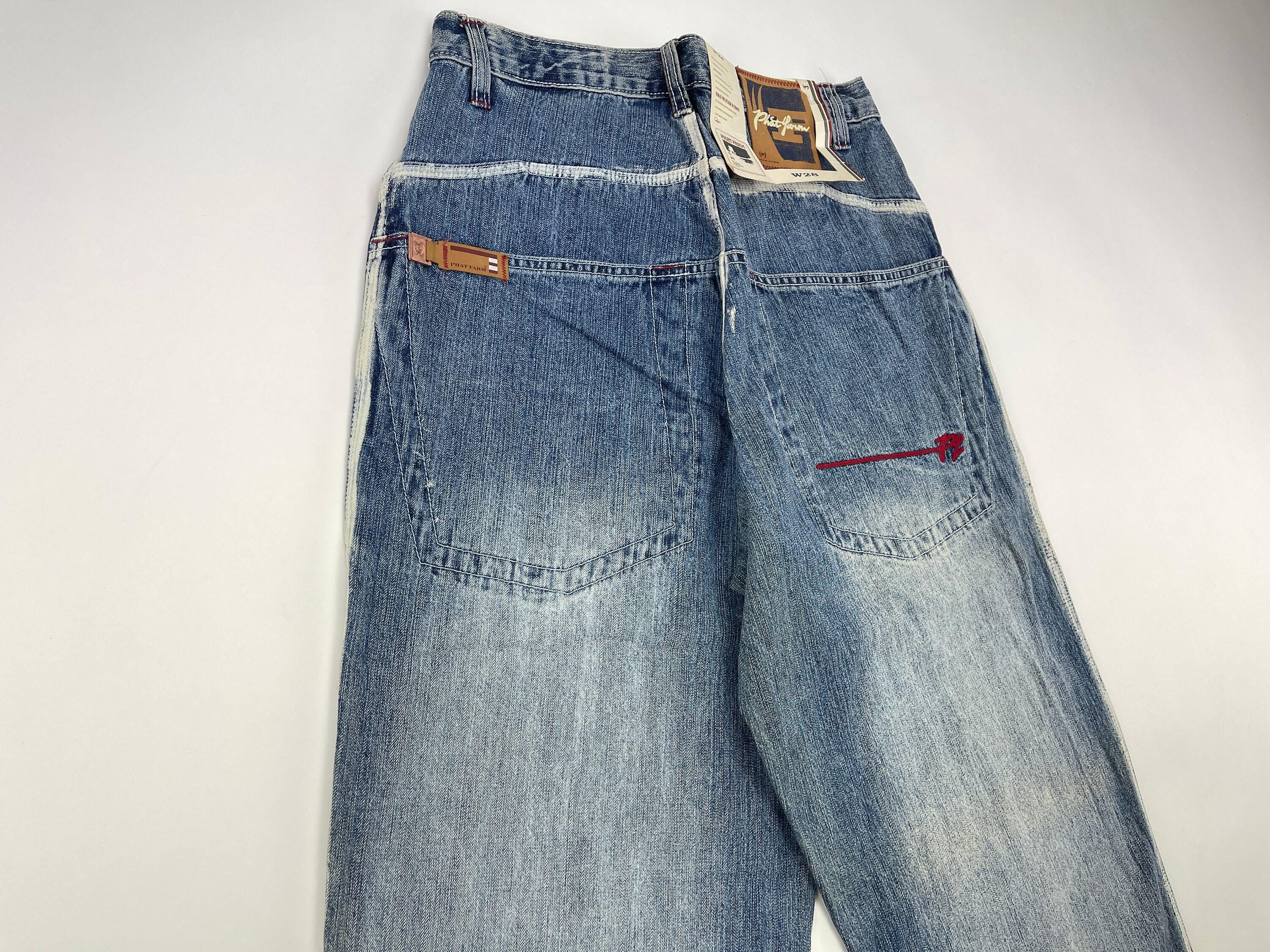 Phat Farm Jeans, Blue, Vintage Baggy Jeans, 90s Hip Hop Clothing