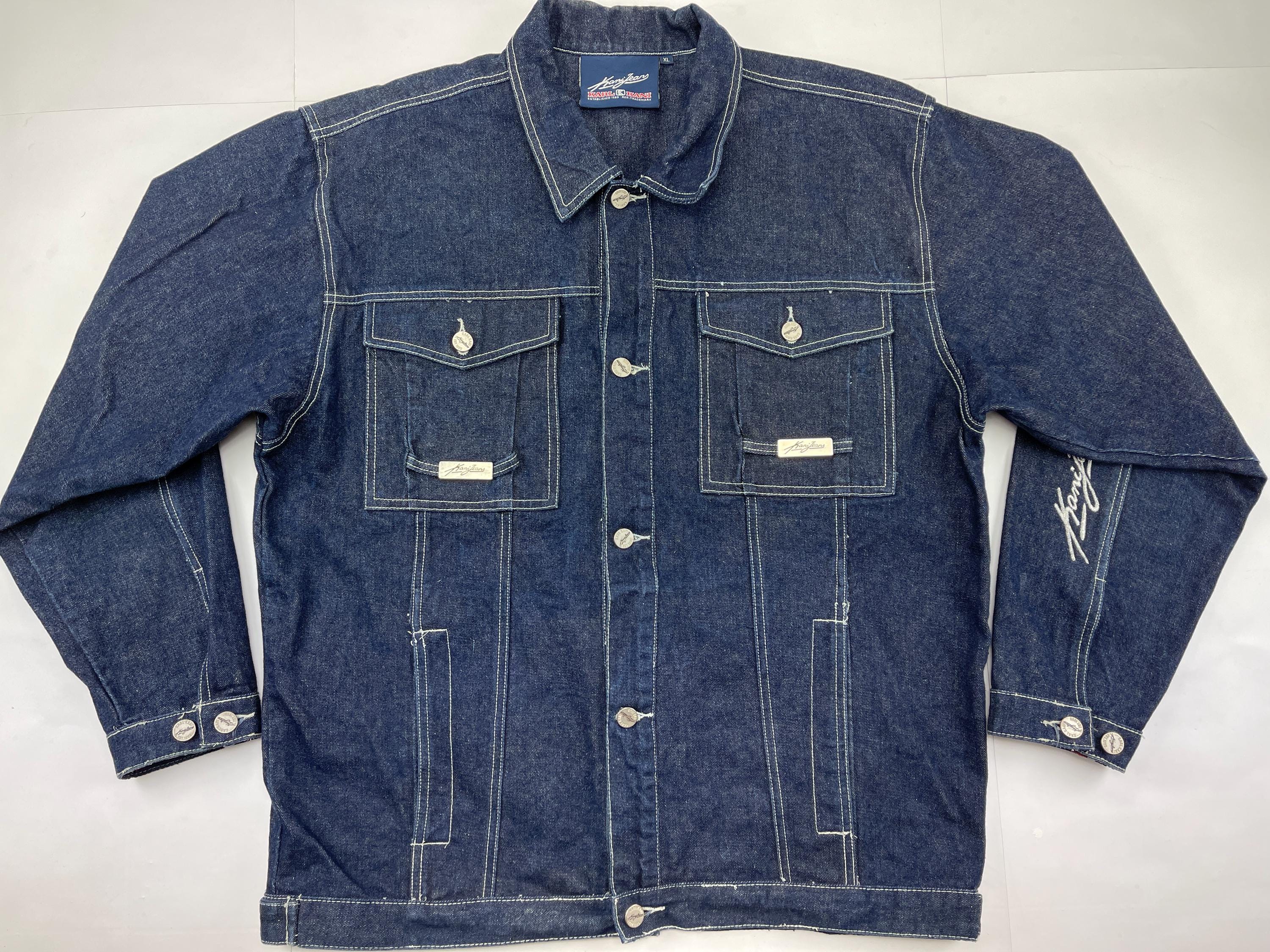 Karl Kani Jacket, Shiny Blue, Metallic, Silver, Vintage Kani Denim