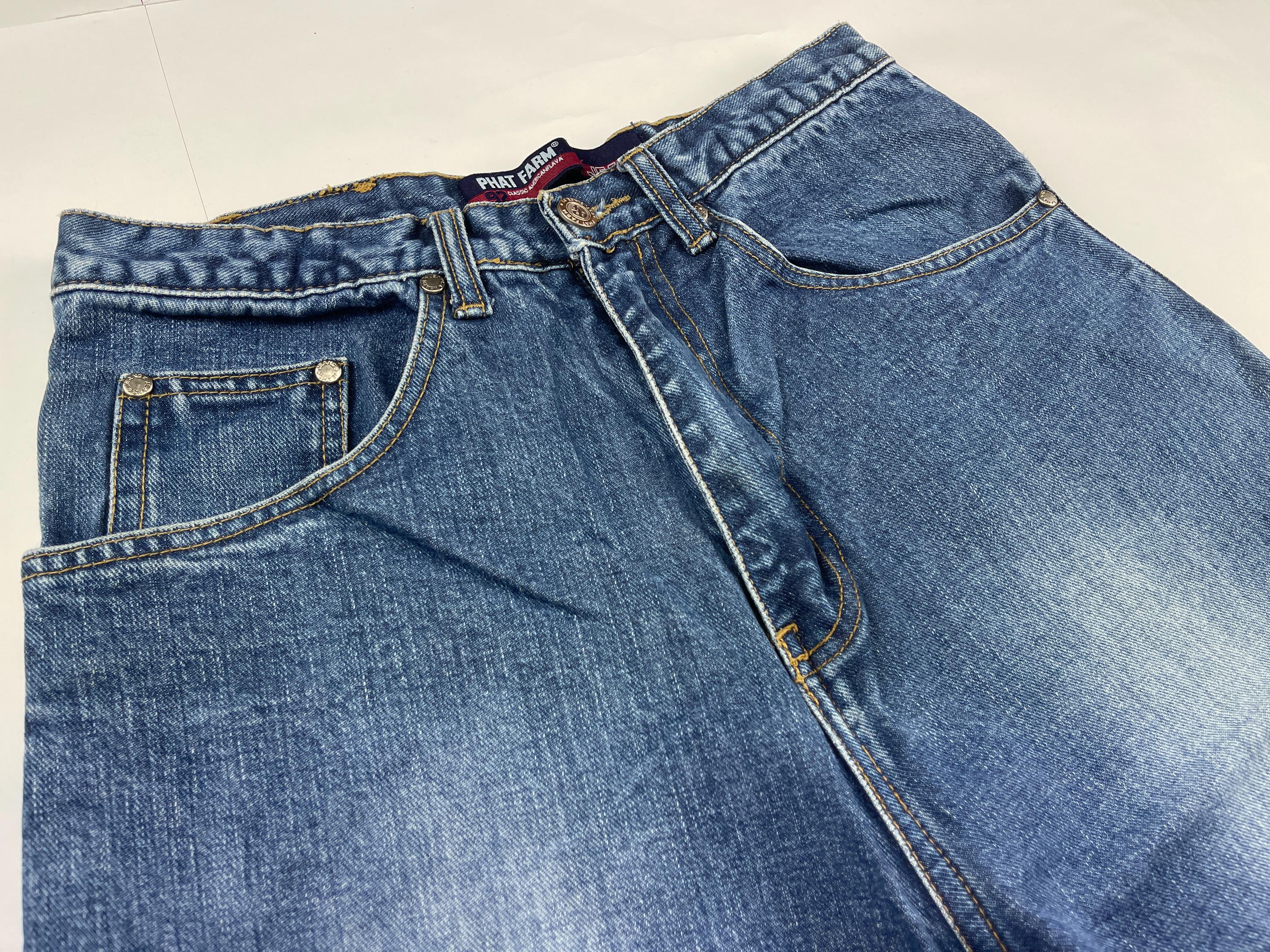 Phat Farm Jeans Shorts, Blue Vintage Baggy Jeans, 90s Hip-hop