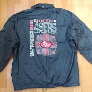 NFL San Francisco 49ers jacket, 1993 Campri Teamline football windbreaker coat, 90s hip-hop clothing 1990s nylon pullover, size L Large