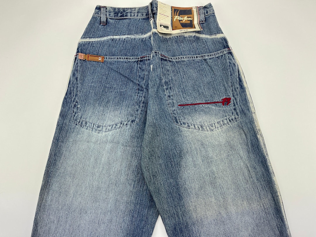 Phat Farm Jeans, Blue, Vintage Baggy Jeans, 90s Hip Hop Clothing 