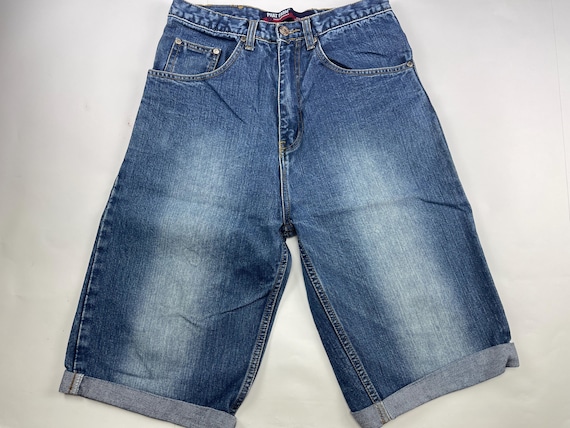 Phat Farm Jeans Shorts, Blue Vintage Baggy Jeans, 90s Hip-hop