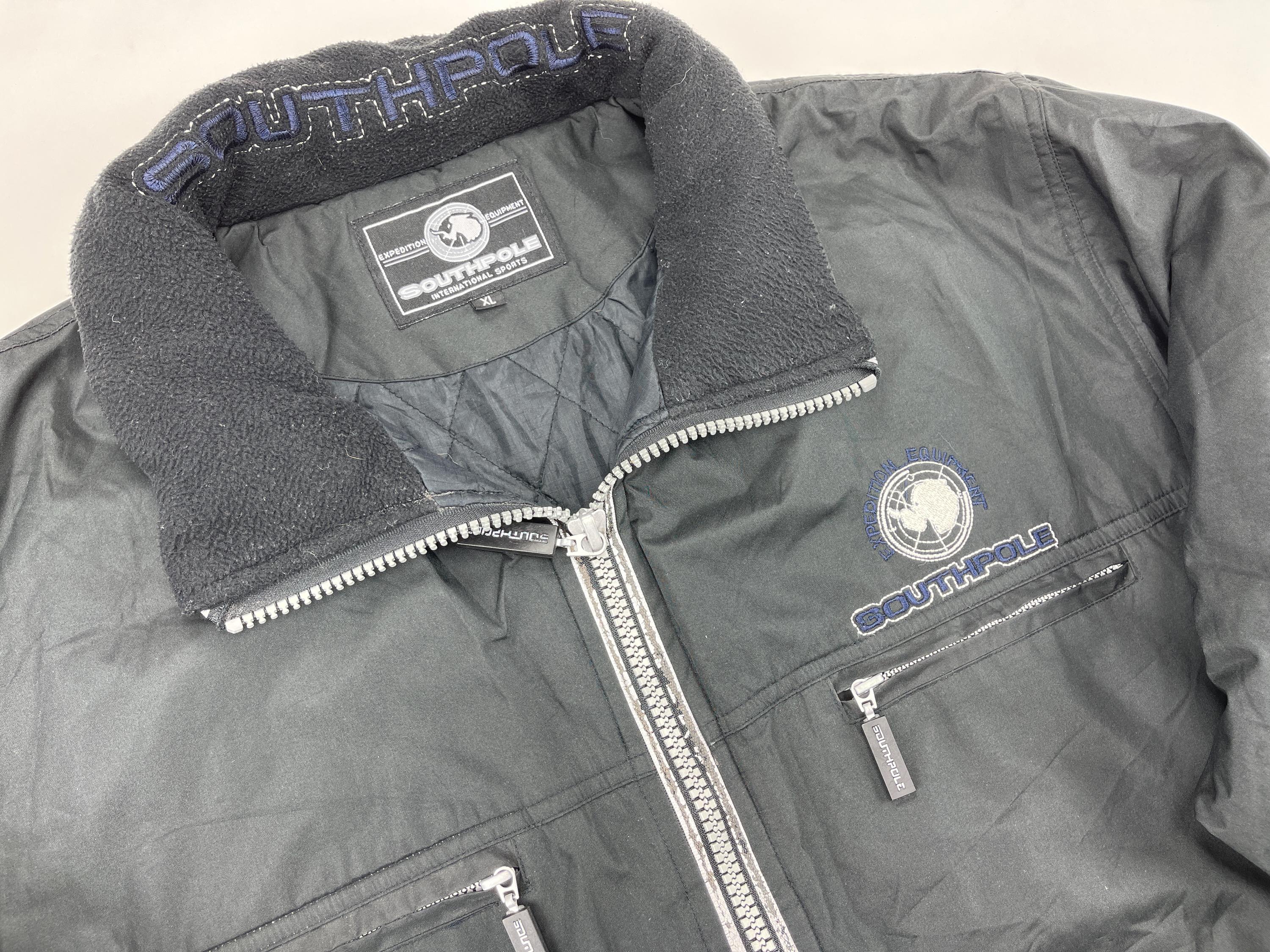SOUTHPOLE Jacket, Black, Nylon Vintage South Pole Coat, 90s Hip