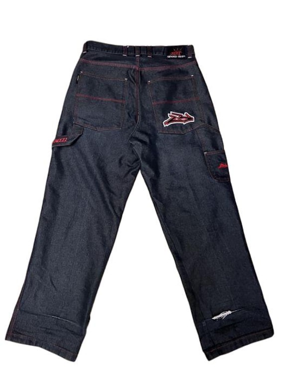 Sancezz Jeans, Shiny Black Silver Vintage Hip Hop Pants, 90s Hip