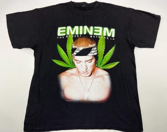 Camiseta de Eminem, 2001, negra, camiseta D12, década de 2000, Slim Shady, Marshall Mathers, ropa hip hop de los 90, década de 1990, vieja escuela, rap, talla L para hombre