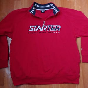 STARTER Sweatshirt, rote Fleece Jacke Vintage 90er Jahre Hip Hop Kleidung, Old School 1990er Jahre Hip Hop, Baumwolle, OG Gangsta Rap, Größe XXL 2XL