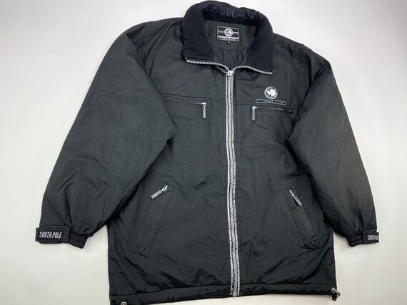 SOUTHPOLE Jacket, Black, Nylon Vintage South Pole Coat, 90s Hip