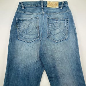 Ecko Unltd jeans, blue, vintage baggy pants, 90s hip hop clothing, 1990s hip-hop, Ecko, old school, streetwear, gangsta rap, mens size W 28