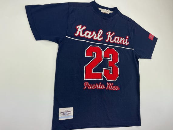 KARL KANI Jersey, Puerto Rico, Blue, Vintage Hip Hop T-shirt, 90s