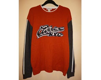 AVIREX sweater, red, vintage sweatshirt, 90s hip hop clothing, 1990s hip-hop, jacket,rap, college, old school streetwear, men's size XXL 2XL