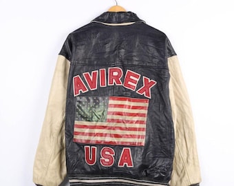 Vintage Y2K Avirex Leather Varsity Jacket / Avirex Jacket