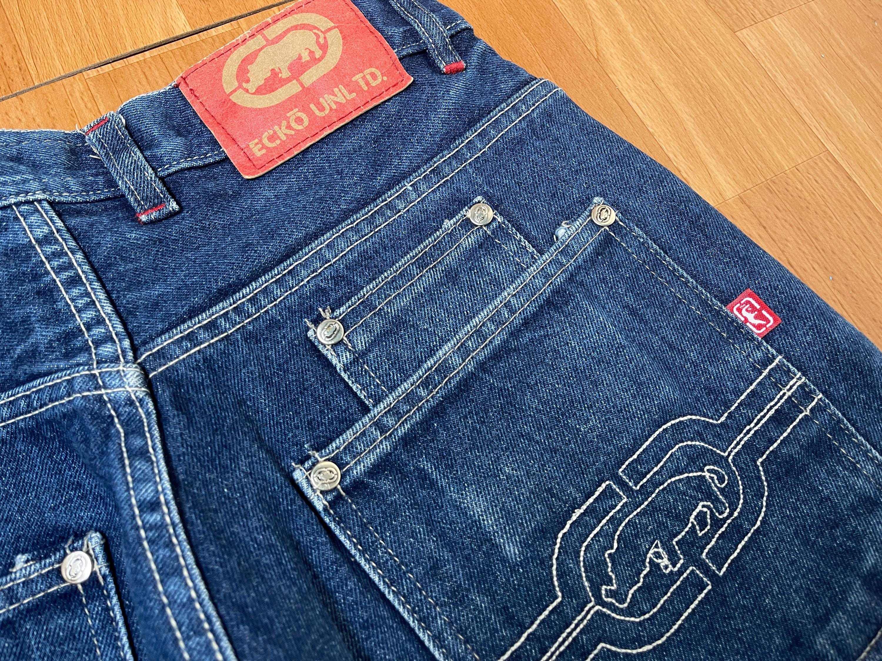 Ecko Unltd Jeans, Blue, Vintage Baggy Pants, 90s Hip Hop Clothing