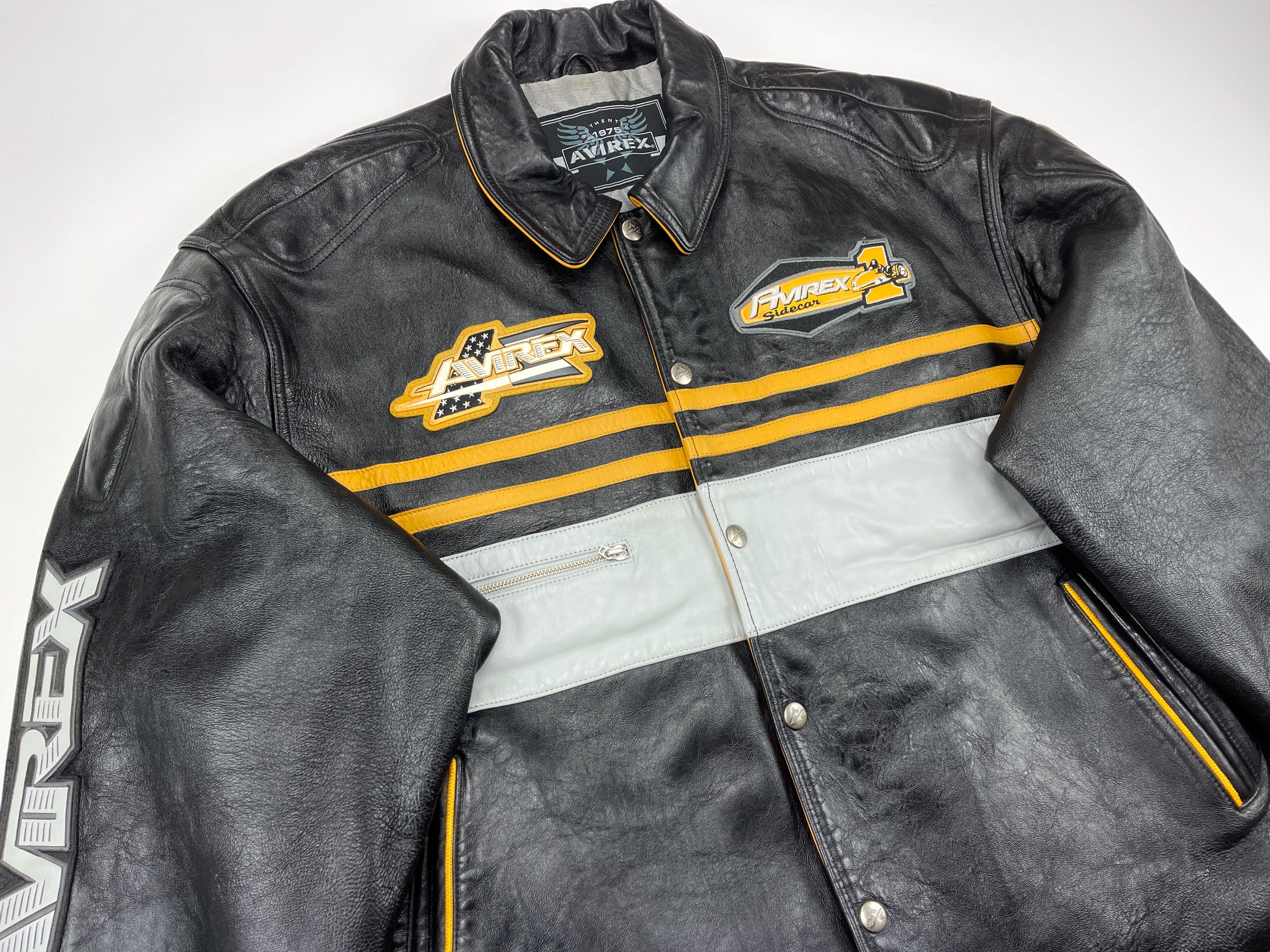 AVIREX Leather Jacket, 25th Racing, Vintage Varsity, 90s Hip Hop