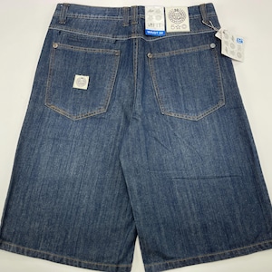 Mass DNM shorts, blue, vintage jeans, 90s hip hop clothing, 1990s hip-hop, baggy, old school, streetwear, rap, OG, mens size W 32 NWT