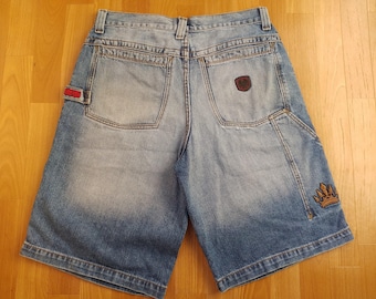 JNCO jeans Judge None, Choose One baggy denim shorts vintage, 90s hip-hop clothing, 1990s hip hop, OG, rap, old school, skater, Y2K, size 34