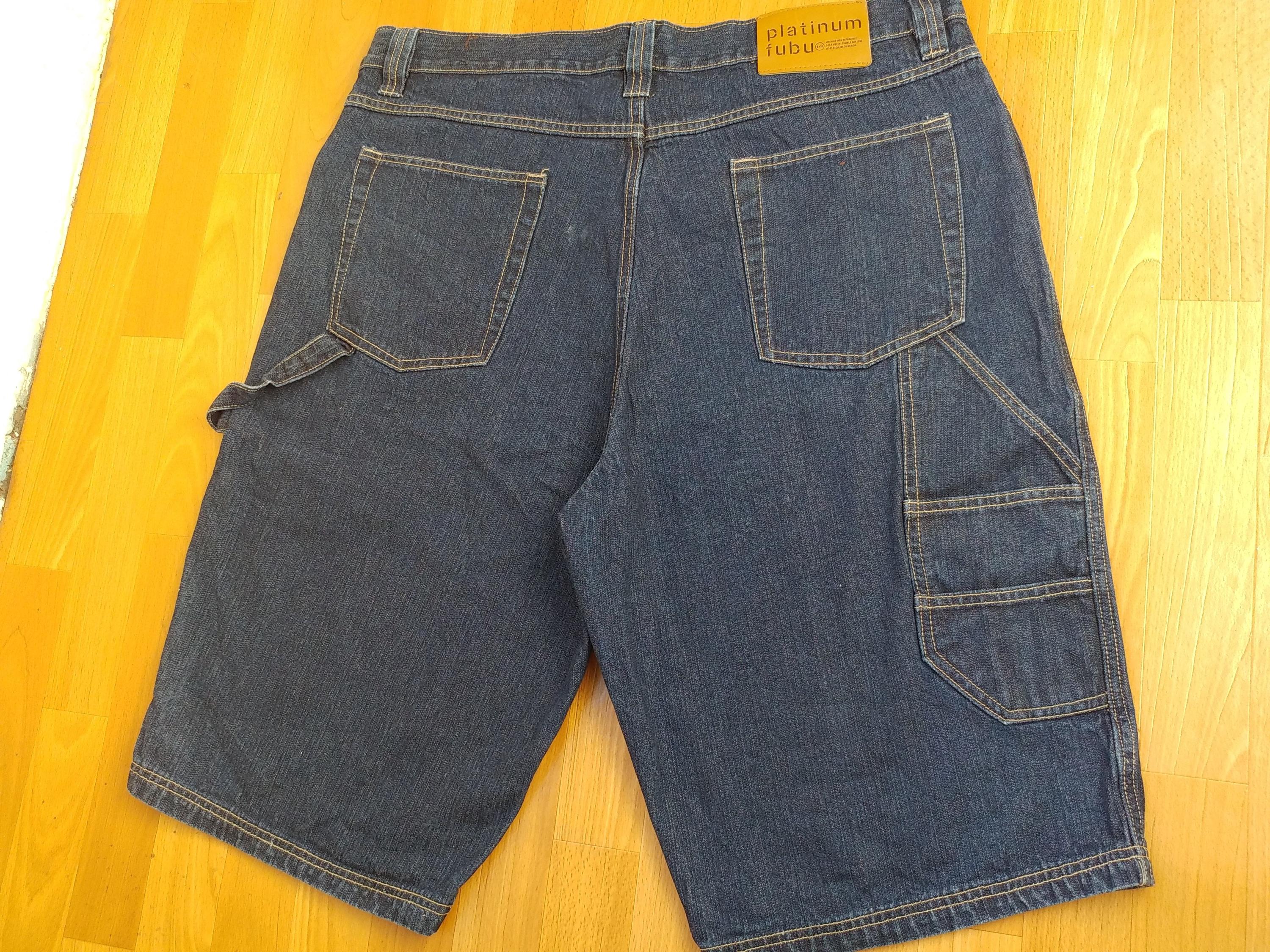 Platinum FUBU Jeans Shorts, Old School Vintage Baggy Denim Shorts